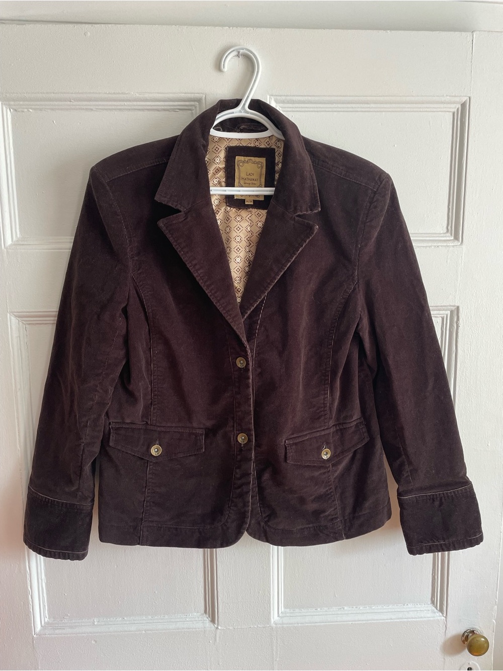 90s vtg Lady Hathaway Chocolate Brown Corduroy Blazer